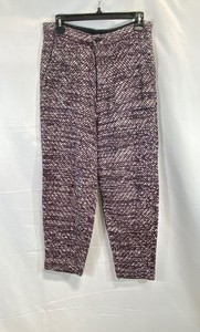 Free People Women's Purple Marled Cotton Blend Knit Crop Tapered Pants Sz 2