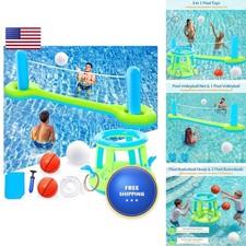 Jasonwell Pool Toys Games Set - 3 In 1 Pool Volleyball Net Basketball Hoop Ring