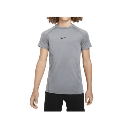 Nike Pro Big Kids' (Boys') Dri-FIT Short-Sleeve Top (Smoke Grey/Black)