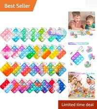 Bulk Pop Fidget Toys: 30 Silicone Keychains - Ideal Classroom Prizes  Gifts