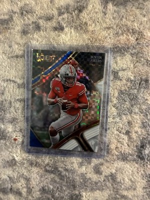 Justin Fields Select Color Dye, Red, White And Blue Card Numbered 100 Collage