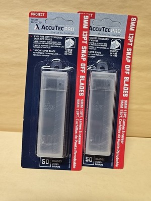 9mm Snap-Off Precision Blades 13PT, 100-Blades 2 Packs Of 50 AccuTec Pro
