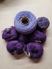 Lila Mohair/Merino Garn 260g+200 g+45 g Bändchengarn Neu gesamt ca. 500g