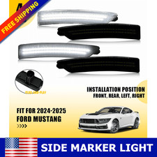 4PCS Smoked LED Side Marker Lights For Ford Mustang 2024-2025 Front Rear AUXITO