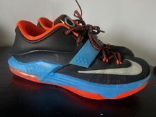 Nike KD 7 Black Blue Orange Lace Up Basketball Sneakers