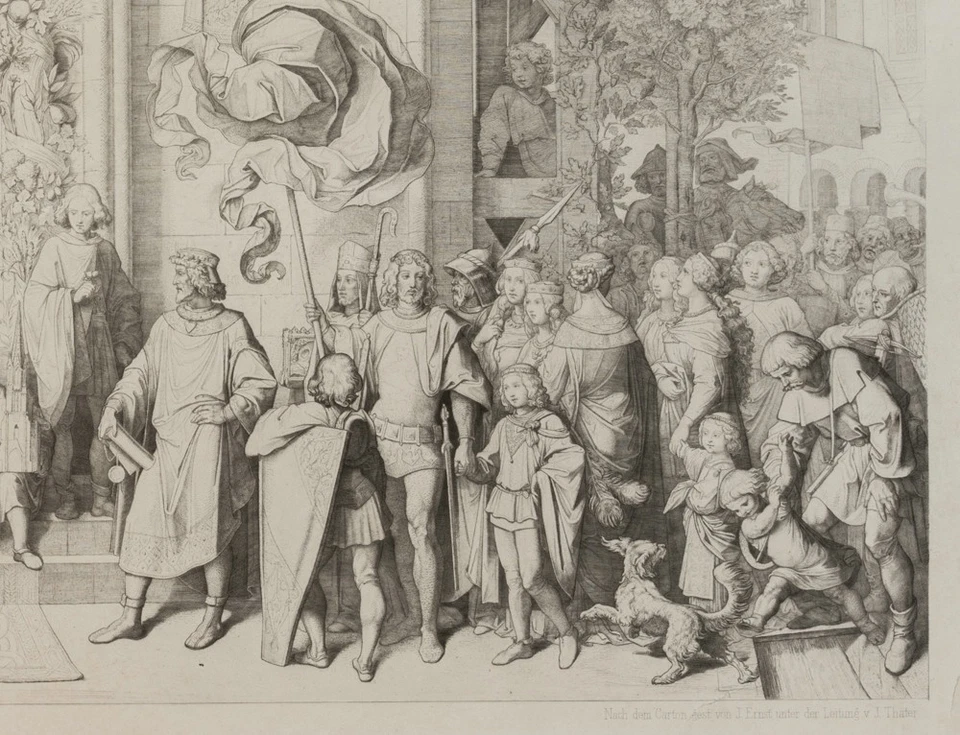 ERNST (*1830) nach SCHWIND (*1804), Die Einweihung des Münsters zu Freiburg, Sst - Bild 4 von 4