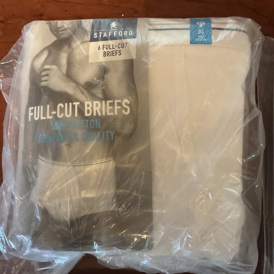 Nuevo paquete de 6 calzoncillos blancos de corte completo Stafford talla 36 nuevos en paquete lote de 100 % algodón Foto 2 de 4