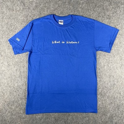 IBM Watson T-Shirt Promo Men's Medium Blue Employee AI Tech Logo Computers PC