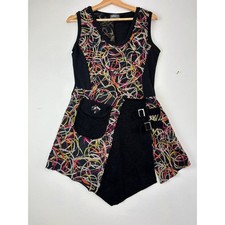 Black & Multi Coloured Sleeveless Knitted Mini Dress Apricot Size Small 00040