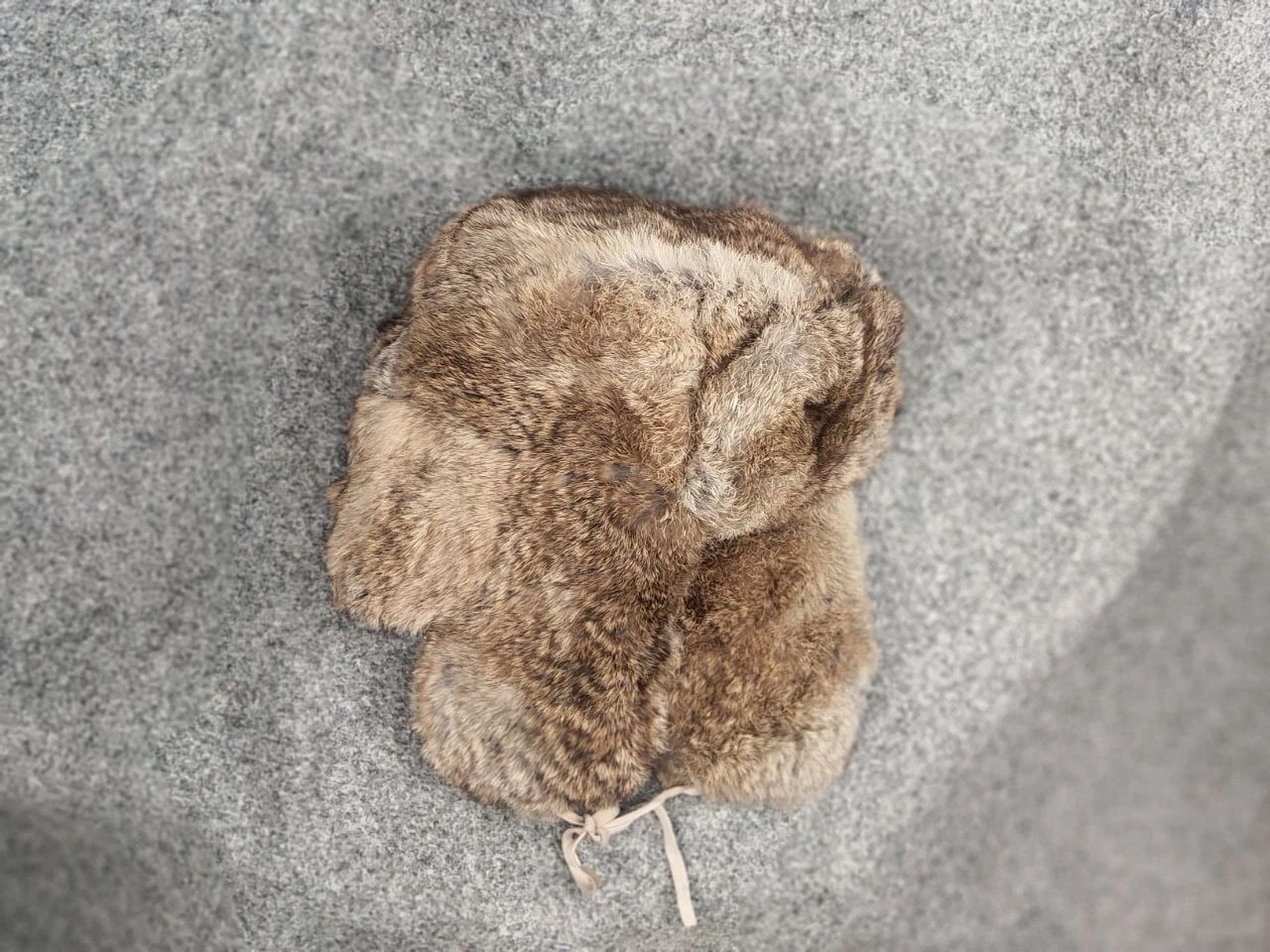 Vintage Crazy Ushanka Hat made of natural Beige Fur Y2K Style
