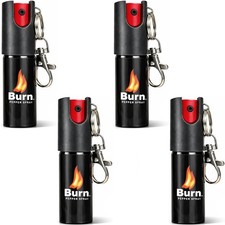 BURN Pepper Spray 4 Pack 1/2oz Police Strength Self Defense OC Keychain