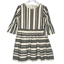 Alice Olivia 2 Augusta Ruffled Sleeve Dress Striped Black Cream Preppy Crisp