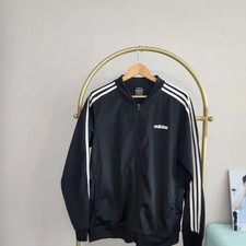 Adidas Black Three Stripes Track Top, Athletic, Pre-Owned