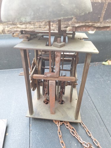 18th century brass 30hr longcase clock movement and face by Thomas West Reading - Picture 9 of 9