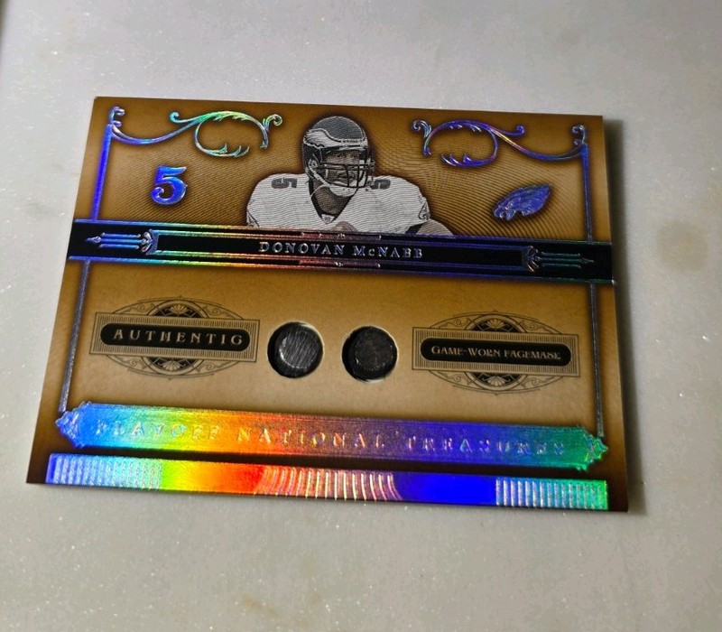 2006 NATIONAL TREASURES Donovan Mcnabb Face Mask Game Worn # /25 eBay 1/1