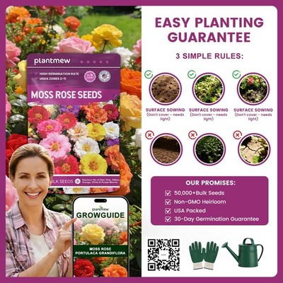 Moss Rose Seeds Bulk Pack - 50,000+ Non-GMO Heirloom Portulaca green | eBay