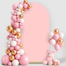 7.2FT Wedding Arch Backdrop Cover, Pink Spandex Arch Stand Cover 7.2 FT