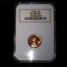 1964 1c Lincoln Cent Penny Ngc Pf 68 Rd