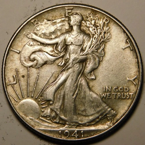 1941-P Walking Liberty Half Dollar 90% Silver EF-XF  "As Pictured-Not Cleaned"