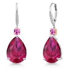 26.79 Ct Created Ruby Pink Created Sapphire 925 Silver and 10K Yellow Gold