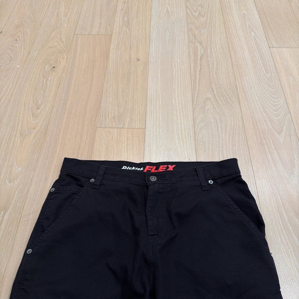 Calça de Trabalho Vintage Dickies Flex Preta Joelho Duplo 30x30 EXCELENTE ESTADO - Imagem 4 de 4