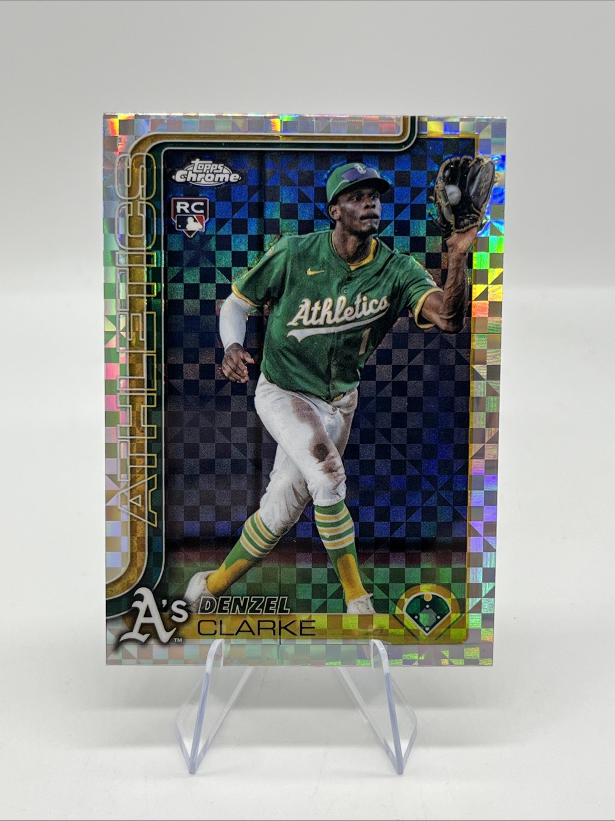 2025 Topps Chrome Update Denzel Clarke RC Geometric Refractor #USC15 Athletics