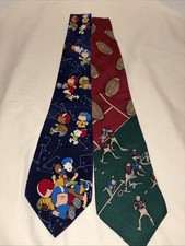 Lot Of 2 Men’s FOOTBALL Neck Ties Made in USA Peanuts Snoopy Tango by Max Raab