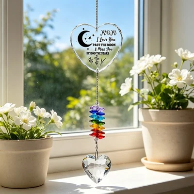 Gravur Herz Edelstein Sonnenfänger für durchdachte Wohndeko 31 cm Silber Kette - Bild 1 von 4