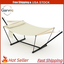 Patio Garden Beach Yard Double Hammock with Stand Outdoors Heavy Duty Portable