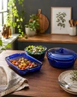 Vintage Anchor Hocking Cobalt Blue Covered Casserole-Baking Dish-Salad Bowl Set