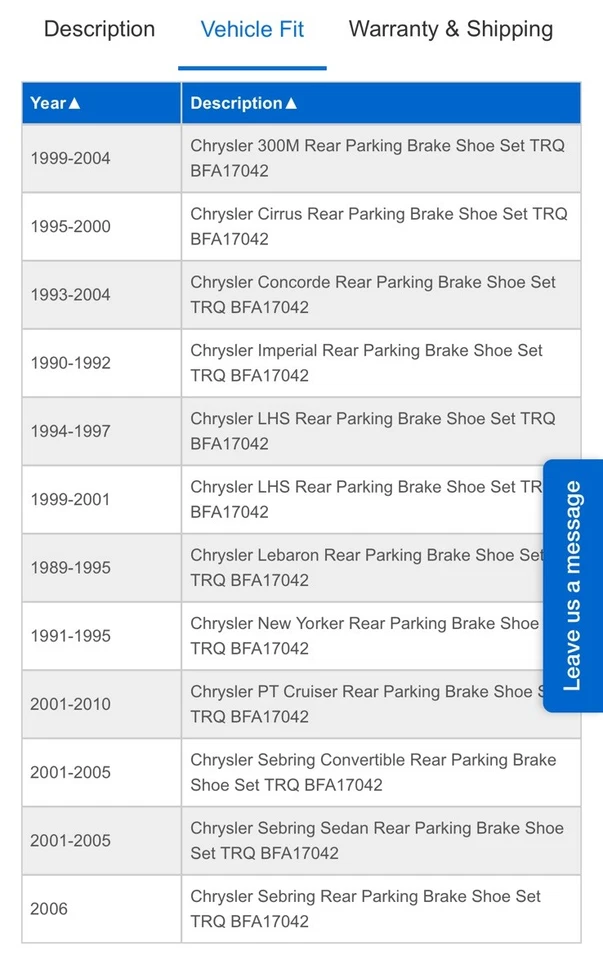 TRQ Rear Bonded Drum Brake Shoes Set for Dodge Chrysler Jeep Plymouth - Image 4 of 4