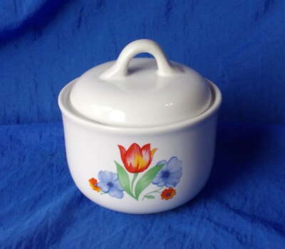 Corelle Coordinates FRESH CUT Pattern Green Trim 4.25'' Sugar Bowl w/ Lid VGC