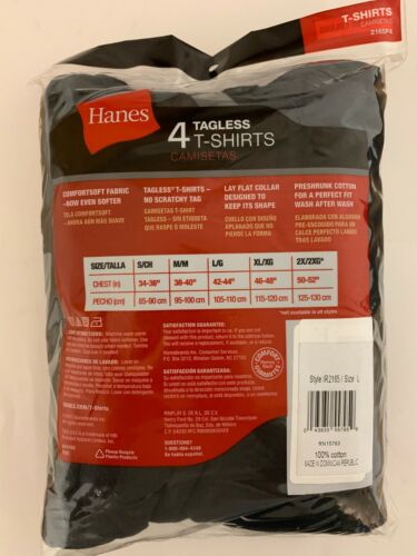 Hanes Men's T-Shirt Tagless ComfortSoft Crewneck 4-Pack 2165 - Picture 2 of 3