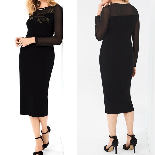 Vestido Chicos Travelers Talla 1 (MEDIANO) Negro Estampado Floral Midi Hecho en EE. UU. Usado en Excelente Condición - Imagen 2 de 9