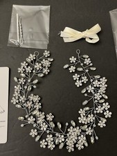 Silver Flower Bride Wedding Hair Vine Crystal Bridal Hair Piece Rhinestone