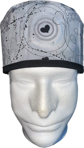Halloween Grey Skulls & Hearts Scrub Hat Chemo Cap - Picture 3 of 4