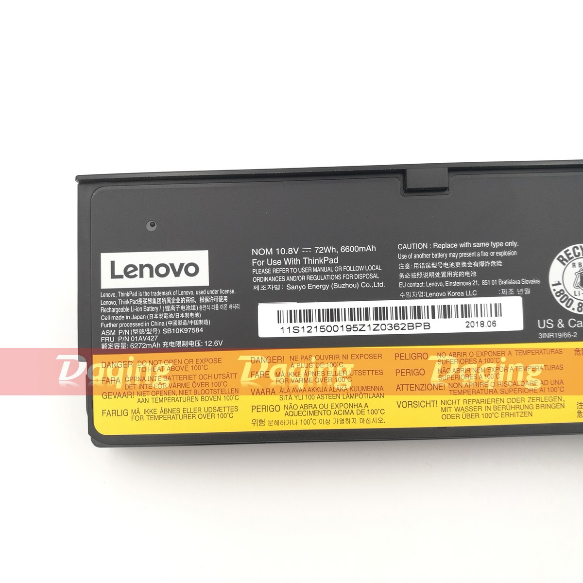 72Wh Original Battery for Lenovo ThinkPad T470 T570 T480 01AV423