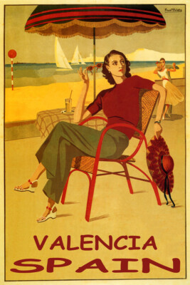 Summer Valencia Spain Sun Beach Sailing Dancing Vintage Poster Repro FREE S/H