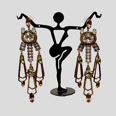 Erickson Beamon Ohrringe Kristall Tier Tropfen Chandelier baumelt Vintage Geo 90er Runway