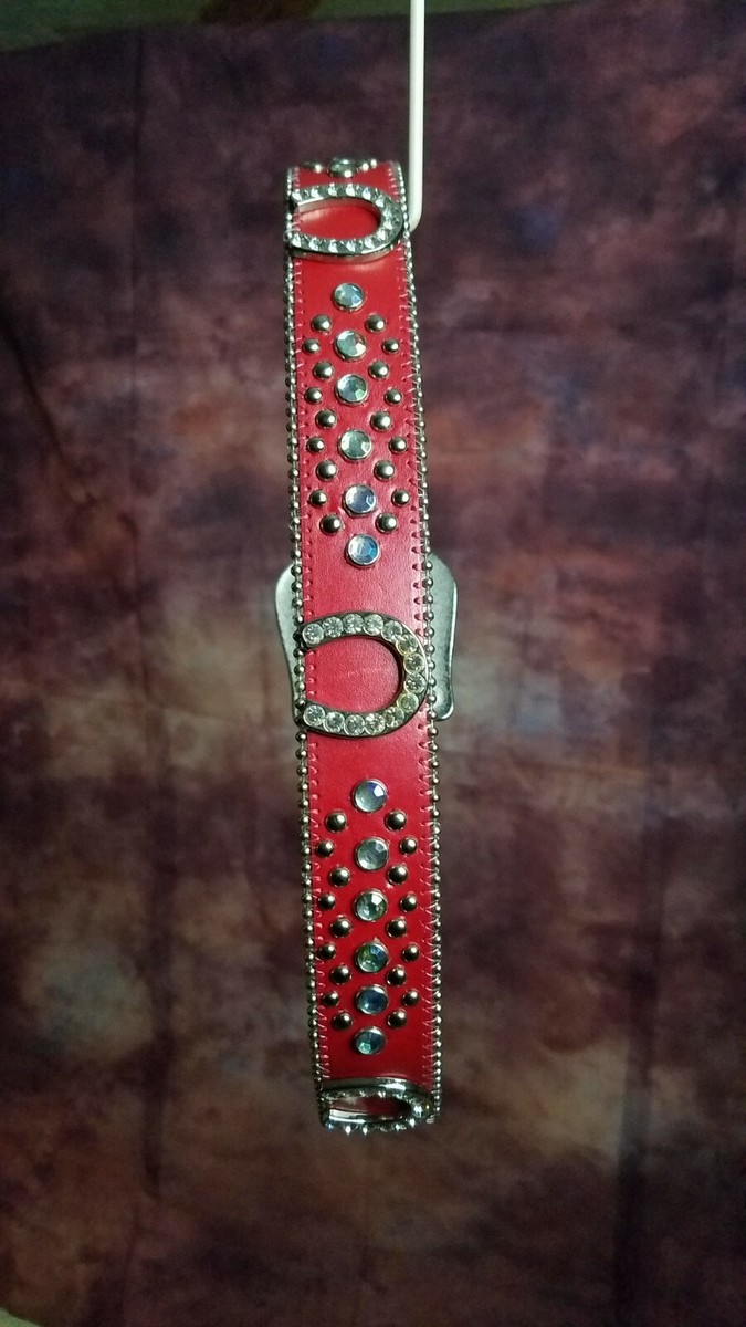 Red Rhinestone Belt with Horseshoe Rhinestone Concho's Large