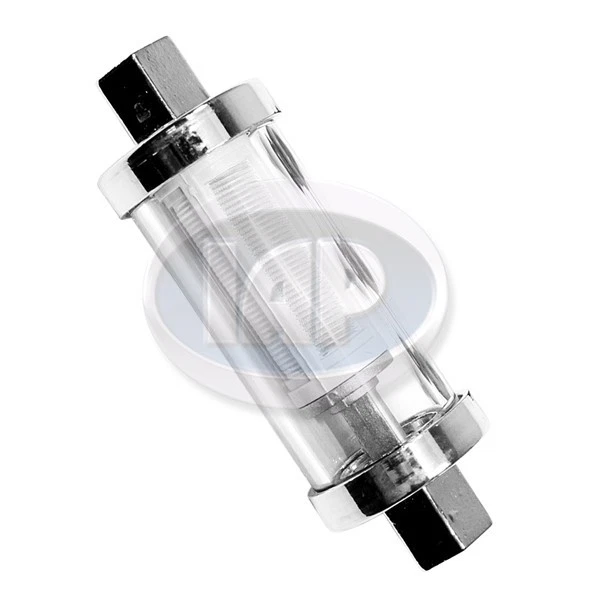 FILTRO DE COMBUSTIBLE VIDRIO Y CROMO CON ACCESORIOS UNIVERSALES VW BUG GHIA BUS BUGGY PORSCHE Foto 2 de 2