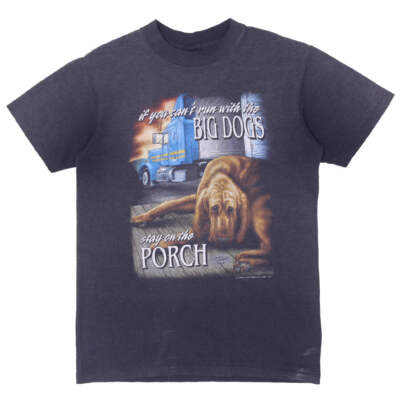 1992 Vintage 3D Emblem Big Dogs Travel Port T-Shirt Single