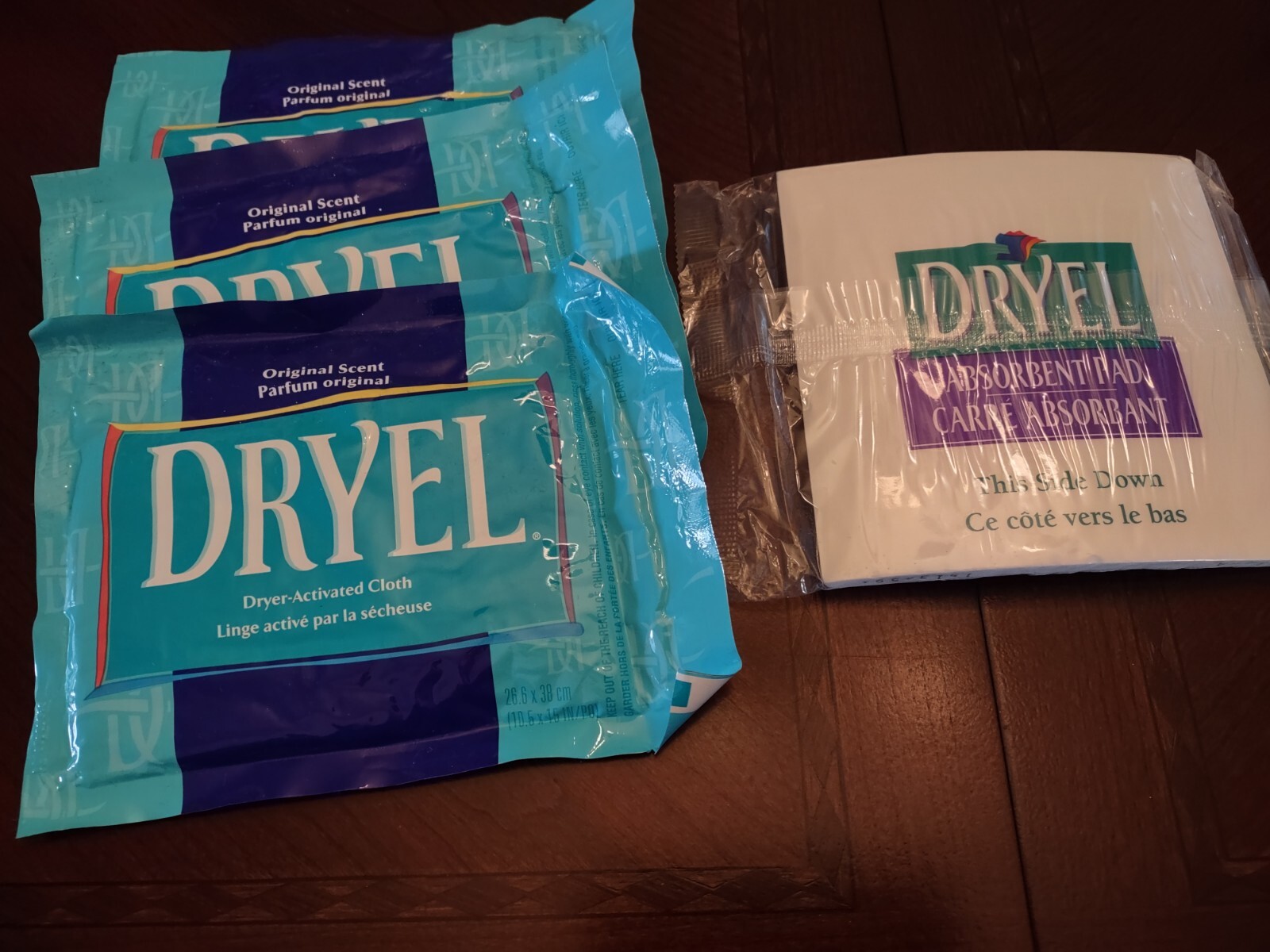 3 DRYEL Dryer Activated Refill Cloths & 1 Absorbent Pad Original Scent
