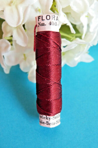 183BTER Superb Coil Drawstring Silk Natural " Flora " Burgundy Zwicky N°442 - Picture 1 of 2