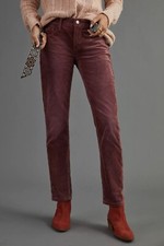 NWT ANTHROPOLOGIE PILCRO BOYFRIEND CORDUROY PANTS JEANS WINE 33 TALL 33T