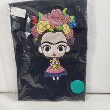 Frida Kahlo Artisanal Canvas Drawstring tote bag Black with embroidery sequins