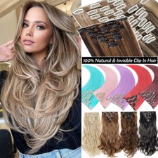 100 as remy human Hair Long Full Head Clip in on Hair Extensions Thick Ombre US