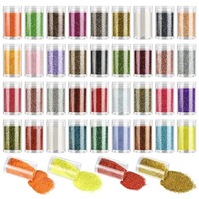 Brillo cosmético para el cuerpo en polvo con purpurina para uñas de 36 colores