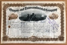 US Aktie Wertpapier Oregon and Transcontinental Company, 100 dollar share, 1881