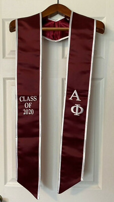 Alpha Phi Class Of 2020 Bordeaux Graduation Stole / Sash 